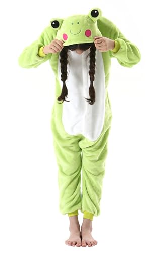ATOZ Onesie for Kids Animal Pajamas Halloween Cosplay Costume for Girls Boys Frog 8-9Y