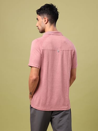 Image of TECHNOSPORT Men's 100% Polyester Slim Fit Self-Design Half Sleeve Polo T-Shirt with Double Cool, SPF50+ Properties for Gym, Workout 7 Regular Use