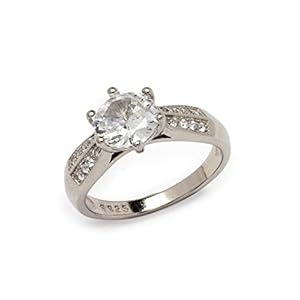 Pissara by Sukkhi Exotic 925 Sterling Silver Round Shaped Cubic Zirconia Solitaire Ring For Women & Girls|with Authenticity Certificate, 925 Stamp & 6 Months Warranty