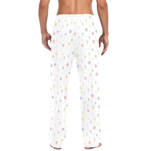 Mens Cotton Pajama Pants Sleep Lounge Pj Bottoms Sleepwear with Pockets Drawstring S Fireworks3