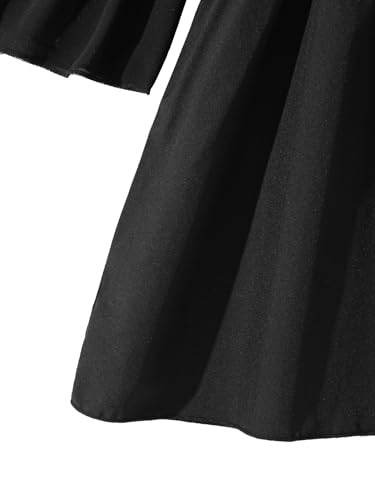 Girls' Summer Dress Cold Shoulder Ruffle Trim Flare Sleeve A Line Midi Dresses4
