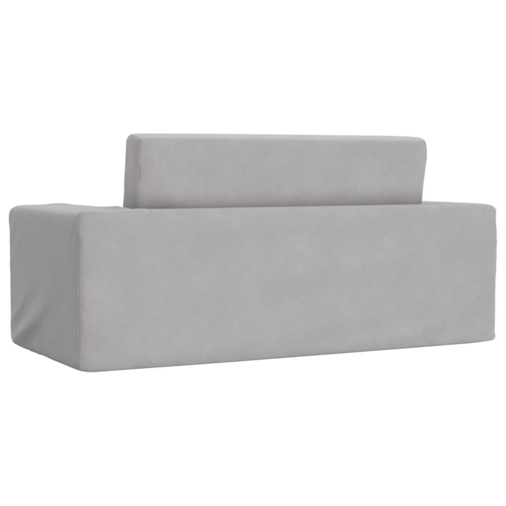 vidaXL Sofá Cama de niños 2 plazas Felpa Suave Gris Claro