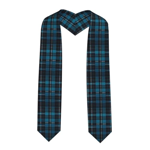 Augenstern Unisex Pointed Graduation Stoles Black-Blue-Tartan Fashion Graduation Sash
