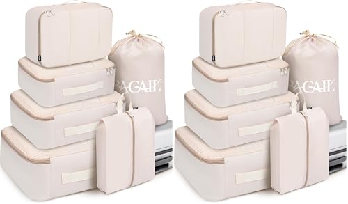 Image of BAGAIL 6 Set Packing Cubes Luggage Packing Organizers for Travel Accessories-Beige (Pack of 2)