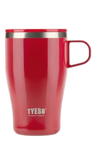 TYESO Coffee Mug,Insulated Tumbler with Lid,Vacuum Insulated Mug Double Wall Stainless Steel OfficeTumbler Cup (Red, 13 oz)