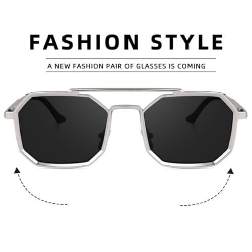 Image of IFLASH Vintage UV Protection Retro Square Metal Body Sunglasses For Men & Women