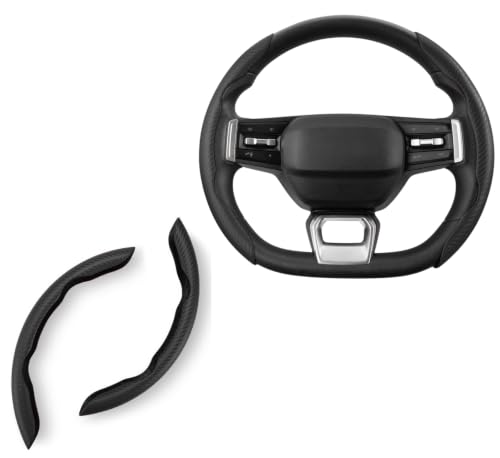Image of Carbon Fiber Steering Wheel Grip Cover | Anti-Slip Textured Handle | Heat Resistant & Sweatproof Car Steering Grip Pads (Black)