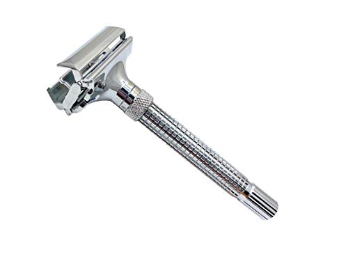G.B.S Men’s Classic Chrome Adjustable Butterfly Open Double Edge Safety Razor, Smooth Shave with 20 Premium Sharp Blades