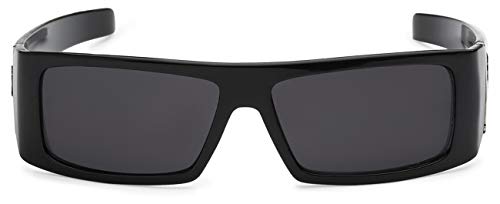Locs Black SKULL Sunglasses | Rectangular Biker Shades - Wrap Around, UV Protected2