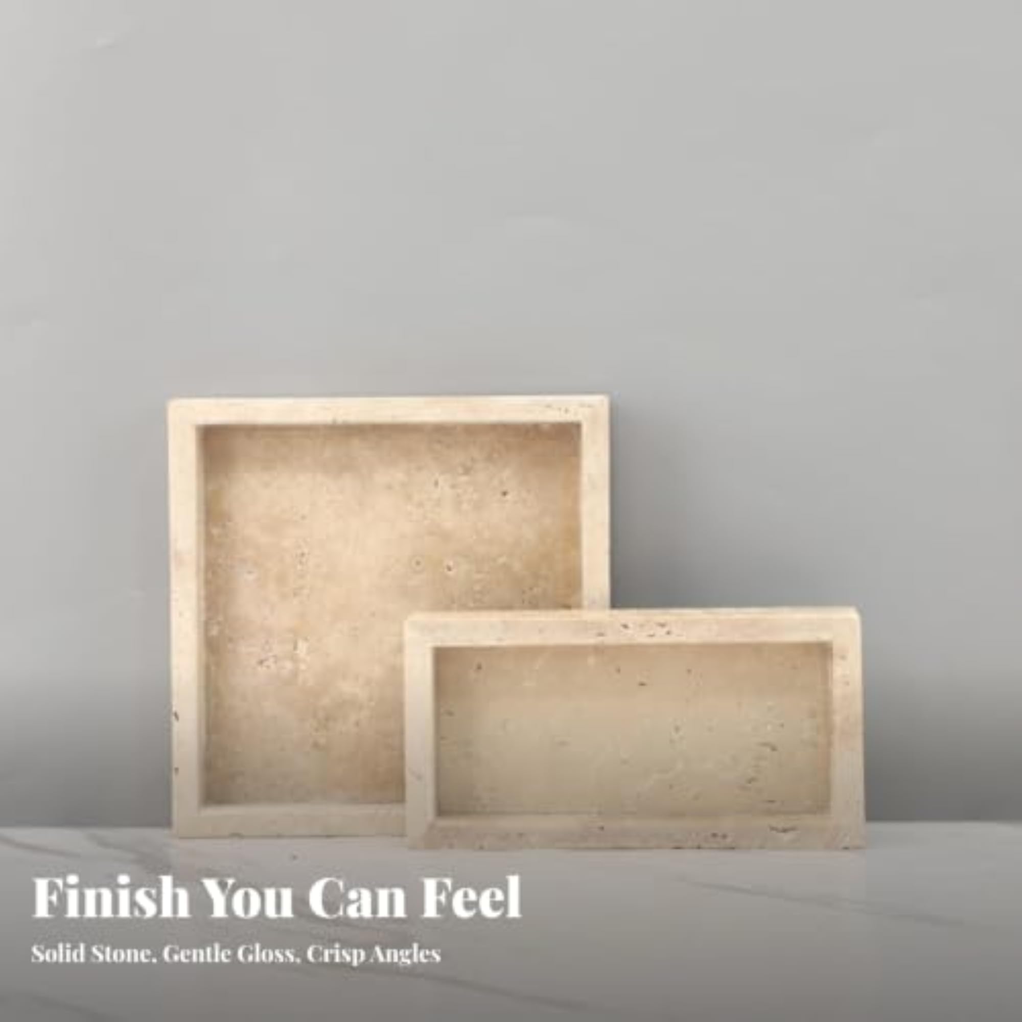 Beige Travertine Tray, Natural Stone Rectangular Tray for Coffee Table