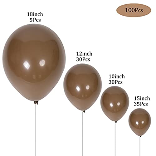 Image of Latex Balloons, 100-Pack Different Sizes 18 12 10 5 Inch Party Balloon Garland Kit (Coffee)