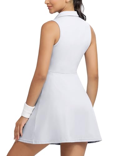 Image of Fengbay Tennis Dress for Women,Golf Dresses with Built in Shorts with 4 Pockets for Sleeveless Athletic Workout Dress