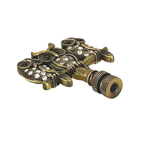 Image of Royal Designs, Inc. 3D Two-Sided Rhinestone Owl Trio Lamp Finial, F-5104AB-2, Antique Brass, Pack of 2