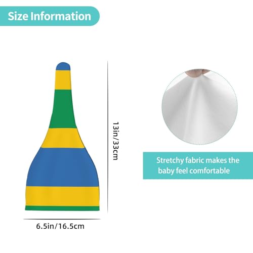 Gabonese Flag Print Newborn Baby Hat, Soft Top Knotted Beanie Cap, Cute Infant Headwear for 0-6 Months Welcome Party Black4