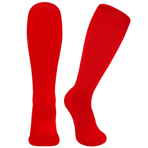 Sarfel Red Soccer Socks Youth Boys 8-12 Red Baseball Socks Youth Boys 8-12 Kids Soccer Socks 6-8 Years Old Kids Baseball Socks