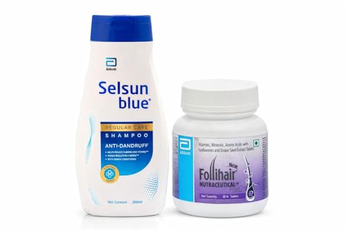 Image of Follihair New 30 Tablets + Selsun Blue 200ml Shampoo Combo