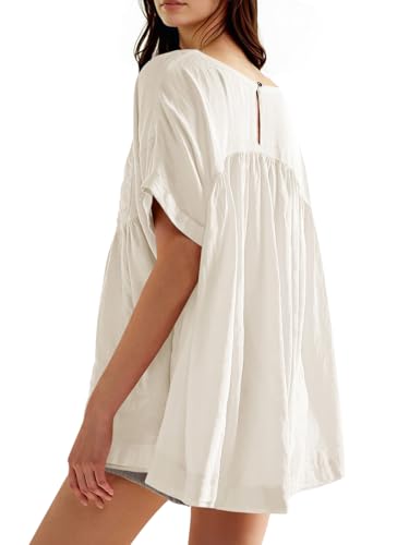 Image of Tankaneo Womens Summer Babydoll Tops Casual Loose Fit Peplum Oversized Tunic Shirts