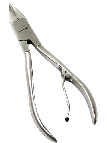 5in Nail Nippers with Curved Jaws and Foldable Spring Mechanism for Ingrown Toenails, Nail Cutters - German Stainless Steel