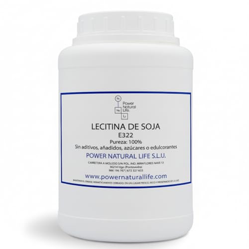 Lecitina de soja en polvo 1 kg Power Natural Life | Aditivo Alimentario E322 | Sin GMO | Grado alimentario | Emulsionante Natural | Repostería y Panadería | Mejora Textura y Conservación