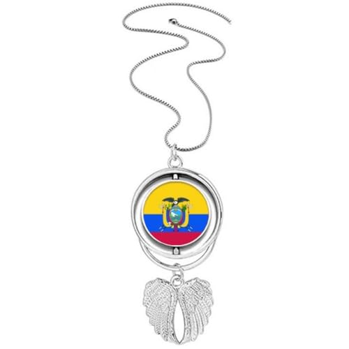 Pendentif drapeau Équateur ailes d'ange, portez vos racines près du cœur