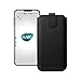 Produktbild Slabo universelle Schutzhülle für Smartphone (max. 165 x 78 x 10 mm) universal Schutztasche Handyhülle Case mit Magnetverschluss aus Kunstleder - SCHWARZ | Black