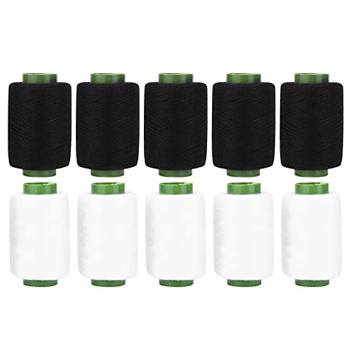 Hilo de coser profesional de poliéster, alta resistencia y color duradero. Set de 10 rollos negro y blanco para bordado y máquinas de coser miniatura 1