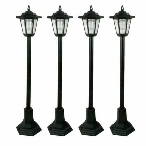 TRTO Garden LED Lights Lampost Solar Powered Borders Pathway Driveway Outdoor Patio Easy to Use and FIts (4Pcs)