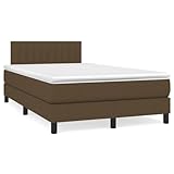 Teenpull Boxspringbett Dunkelbraun 120x190 cm, Stoffbezug mit LED-Beleuchtung, verstellbares...