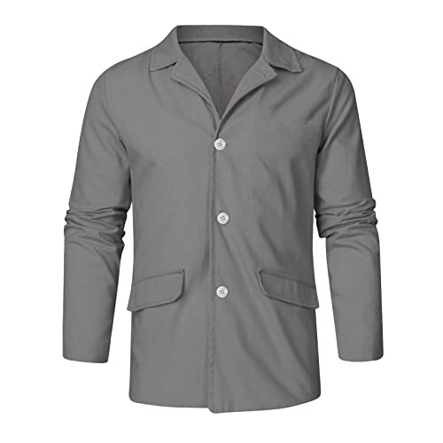 Men's Slim Fit Lightweight Linen Jacket Tailored Blazer Sport Coat Dark Gray3