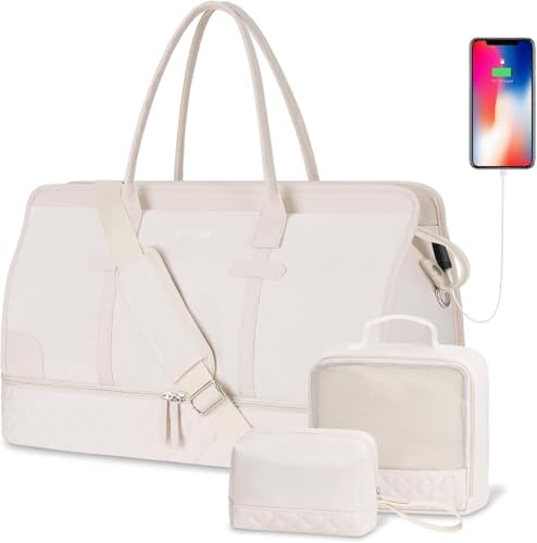 ETRONIK Weekender Overnight Bag for Women Large Travel Duffle Bag Carry On Tote Bag Gym Duffel Bag