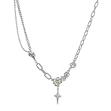 Gargantilla para hombres y mujeres, para uso diario, joyería de moda, gótica, irregular, cruz, estrella, collar para mujer, cadena de cuello de piedra de ópalo, Y2K, dulce niña, cadena corta, joyería