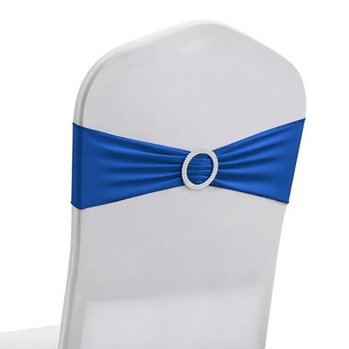 CECOMBINE Lot de 50 Housses de Chaise élastiques en élasthanne Extensible avec nœuds et Boucle pour chaises Pliantes, cérémonies, événements,...