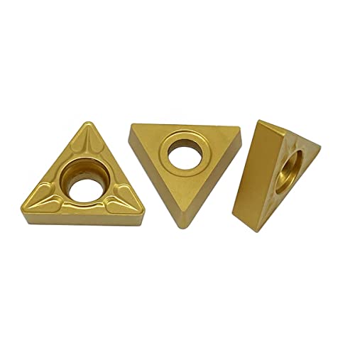 Image of GBJ TCMT32.52 TCMT16T308 Gold 10pcs Carbide Inserts External Turning Inserts Cutting Tools Processing of Steel Parts and Stainless Steel for STFCR /L2020K16 STFCR /L2525K16 Lathe Turning Tool Holder