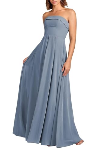 Robe de demoiselle d'honneur bustier en mousseline de soie plissée haut de gamme