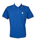 Polo homme NORTH SAILS, chemise à manches courtes avec col et boutons avec logo brodé et imprimé derrière le col article 692452, 0831 Surf blue, IT XXL - EU XL - USA XL