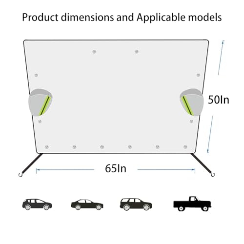 Image of Windshield Snow Cover for Ice with Magnetic Edges,65 * 50in Windscreen Frost Protector with Side Mirrors Cover,5 Layers Protection,Winter Frost Ice Guard for Car,SUV,Pickup Truck (Silver)