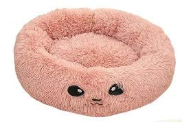 Emily Pets Comfortable Plush Round Pet Bed for Dogs Cats Soft Anti-Slip Waterproof Base Washable Self Warming Cushion Bed for Small Breeds Pink (Large, Peach)