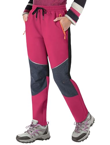 Catálogo de Ropa de Acampada y marcha para Niña los mejores 10. 48 ANGEL CITIZ - Pantalones de senderismo para niñas, con forro polar, impermeables, para exteriores, color rosa, talla 10 años