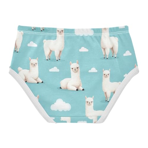 Toddler Briefs, Cute White Llamas Cotton Girls Underwear, 2T–8 Years2