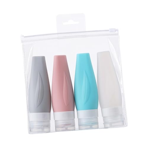 VINTORKY 4個シリコン製旅行用ボトル 液漏れ防止 再利用可能 旅行用洗面用品容器 シャンプー ボディローション 小け保存に