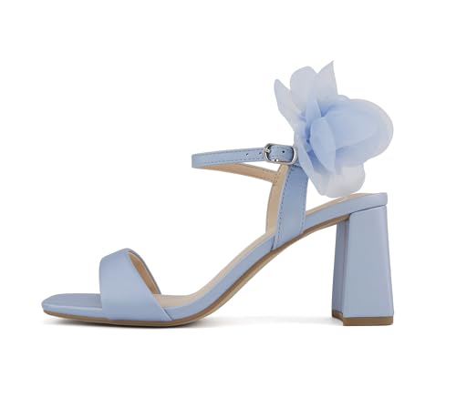Delicious Bless ~ Women Open Toe High Heel Chiffon Bridal Dress Sandals (D-blue, 8.5)