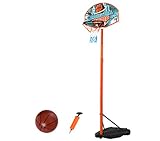 HOMCOM Kinder Basketballkorb und Ständer, tragbares Basketball-Ständer-Set mit Ballpumpe, Netz, Rückwand, verstellbare Höhe von 180 cm bis 230 cm