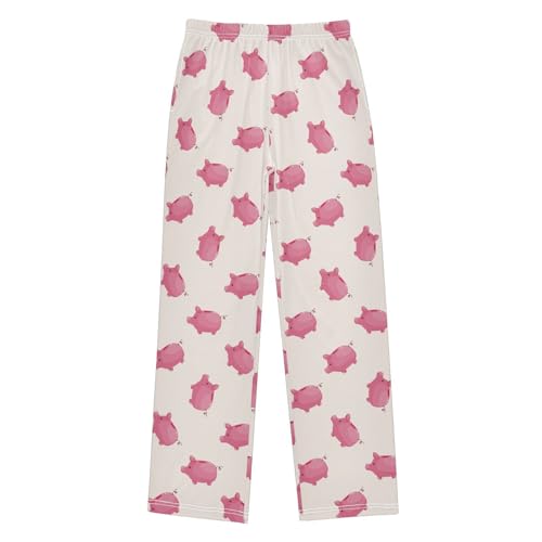 Pig Boys Long Pants Soft Trousers Elastic Waist Kids Lounge Bottoms with Pockets S-XL