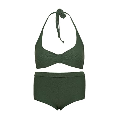 Maillot de bain fille 170 cm résistant au chlore bikini dos nu olive