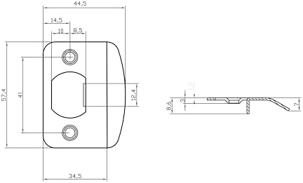 Replacement Products SS304 Strike Plate Full Lip, 2-1/4" x 1-5/8" for Knob or Latch, 1/4" Thick, Satin Nickel 3 PCS image 5