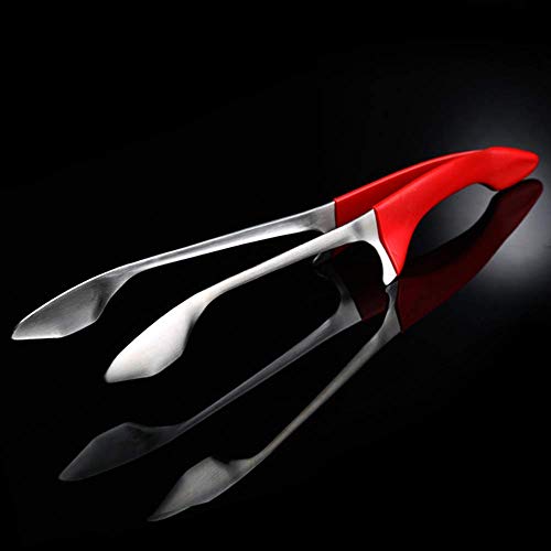 Western Barbecue Clip 304 Stainless Steel Heat Handle Anti-Scald Multifunctional Food Fried Steak Clip Clip Barbecue,Red