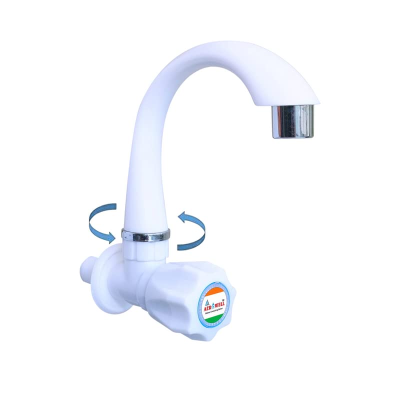Aerowell Plastic Water Tap, Flange Sink Cock tap for Wash Basin, Long Neck Kitchen Sink Tap, White, Pack of 1 (B0BY99L25T) Amazon Price History, Amazon Price Tracker