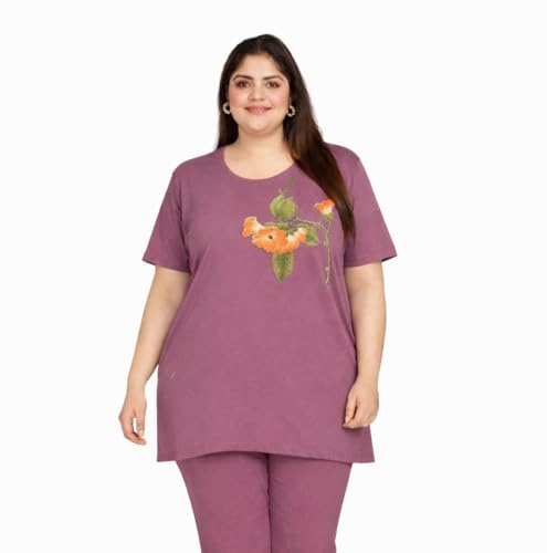 Image of In Love Women's Plus Size Longline T-Shirt with Side Pocket, 3 /4 Sleeve, Crew Neck
