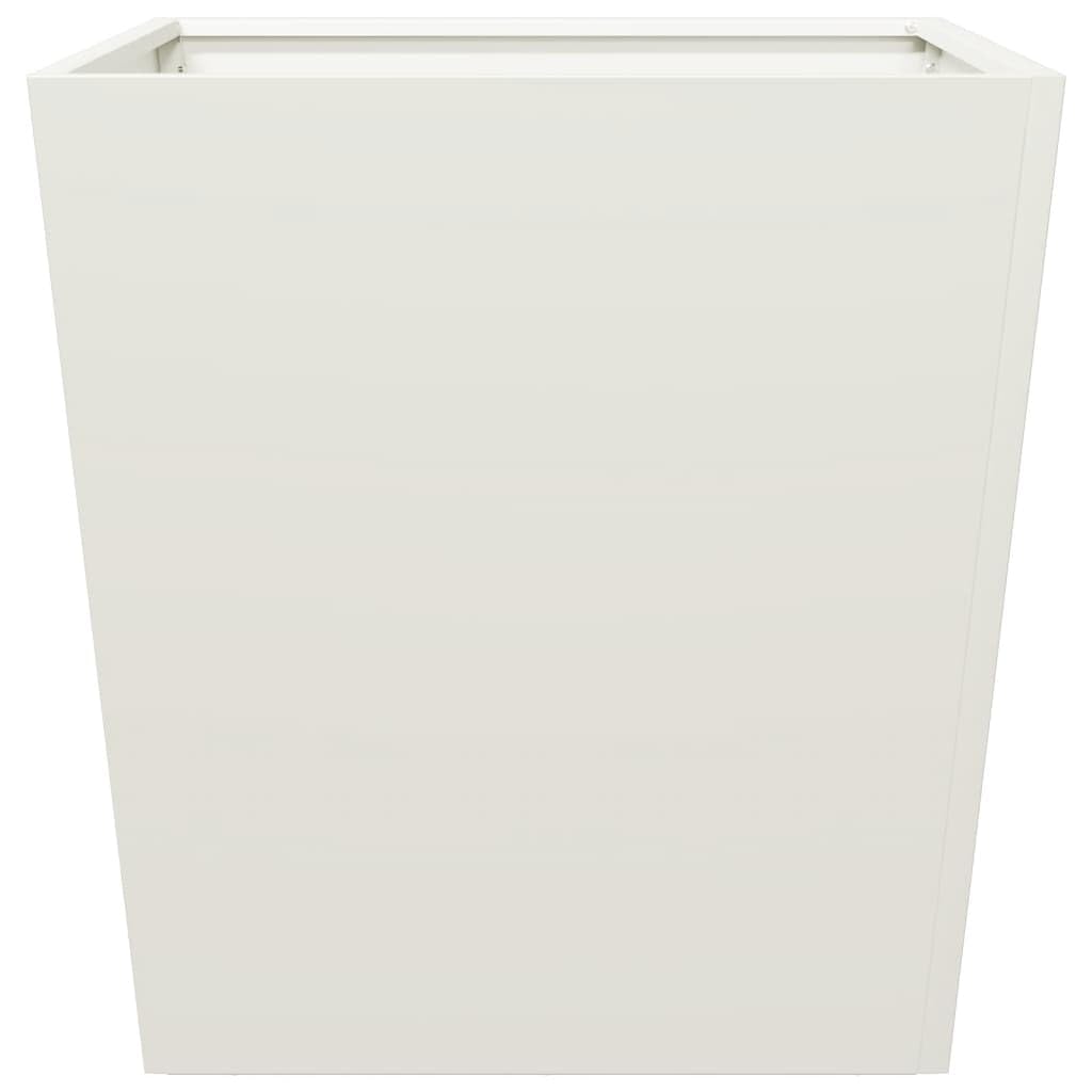 vidaXL Fioriere 2 pezzi, 50 x 50 x 50 cm, in acciaio bianco, vaso da fiori da esterno, vaso per piante da esterno, vaso da fiori da interno