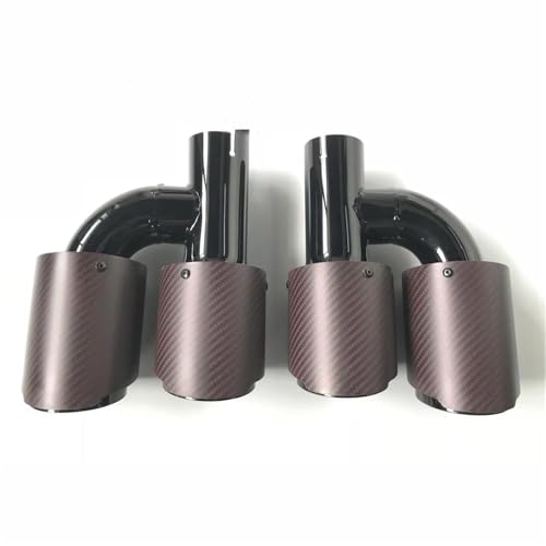 Colas de escape dobles universales de acero inoxidable negro y fibra de carbono roja ID 73mm